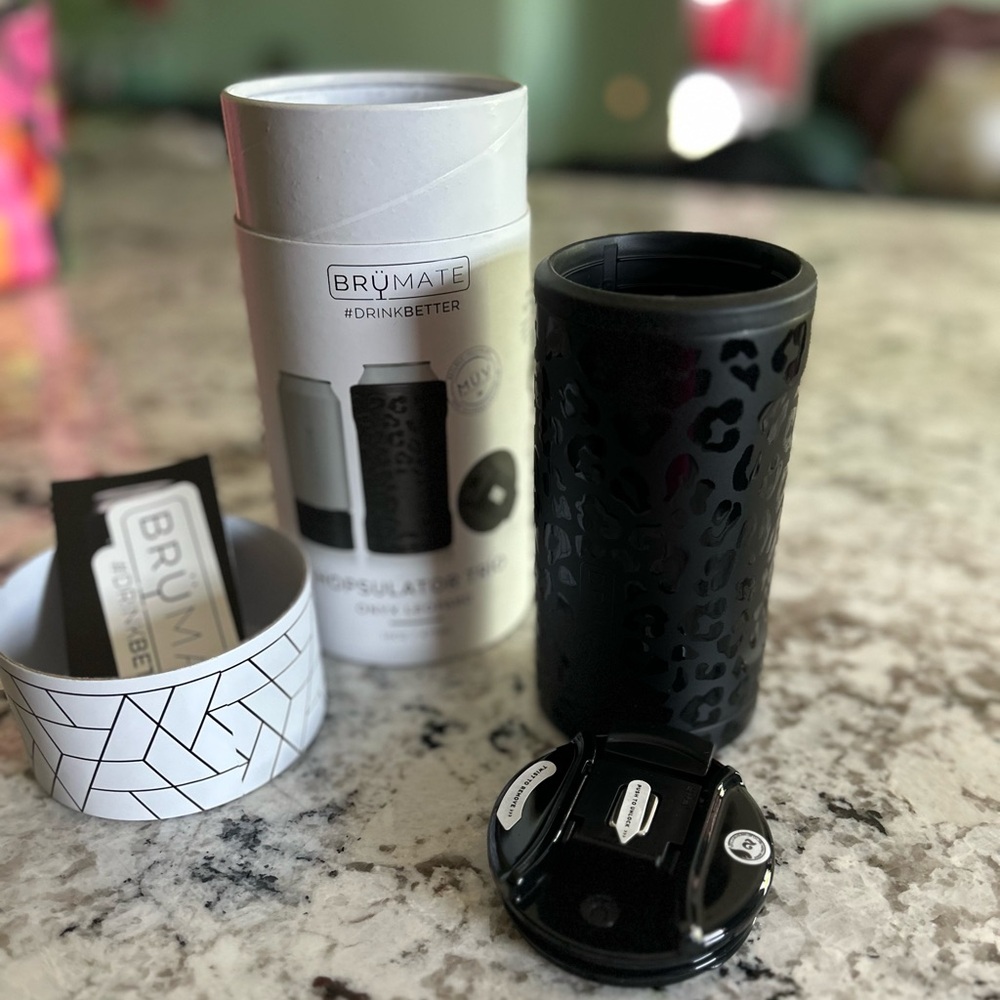 BrüMate Black Leopard Insulated Can Cooler
